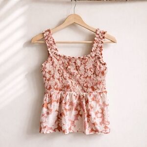 Old Bavy Smocked Floral Tank Top Size M